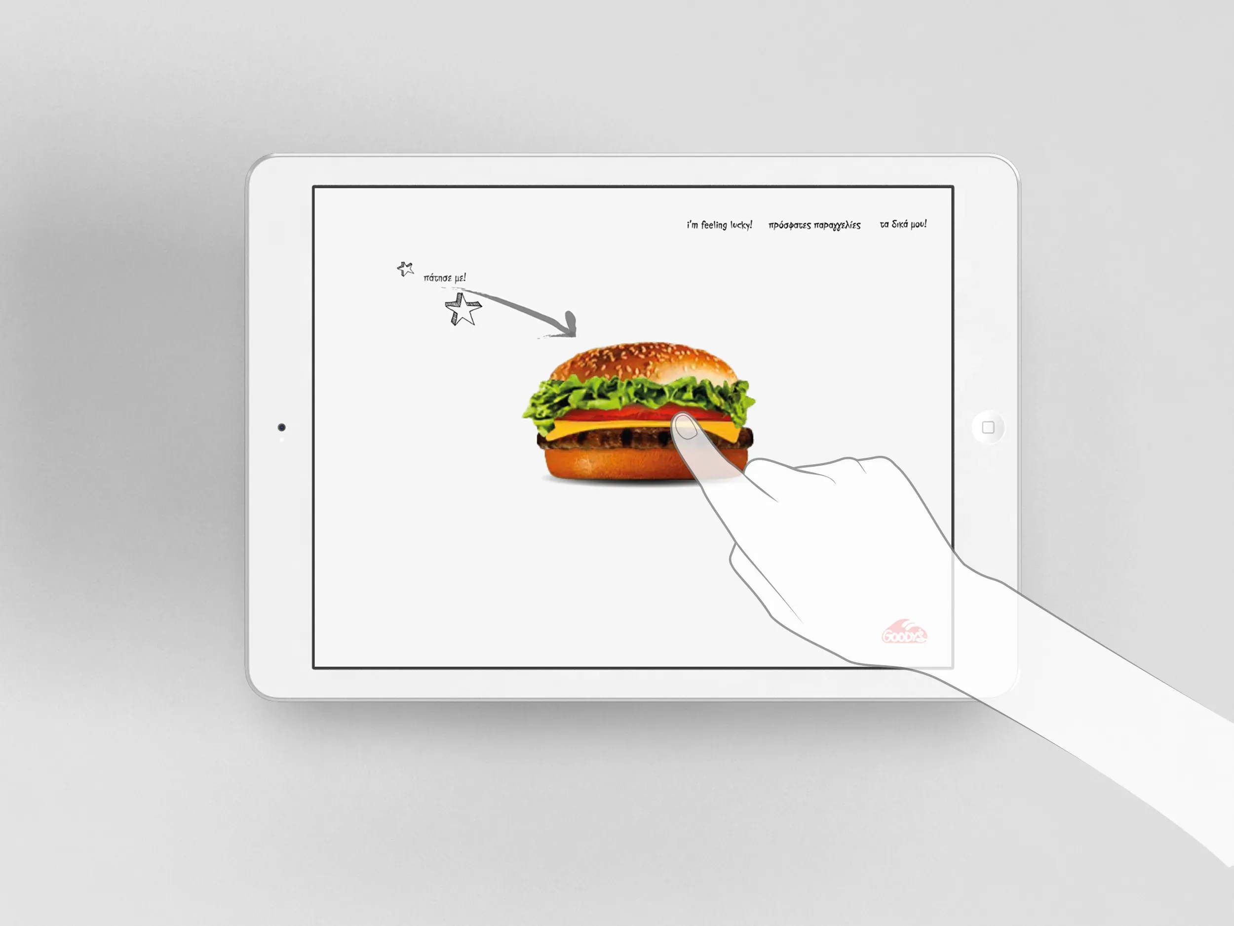 ipad with burger on screen