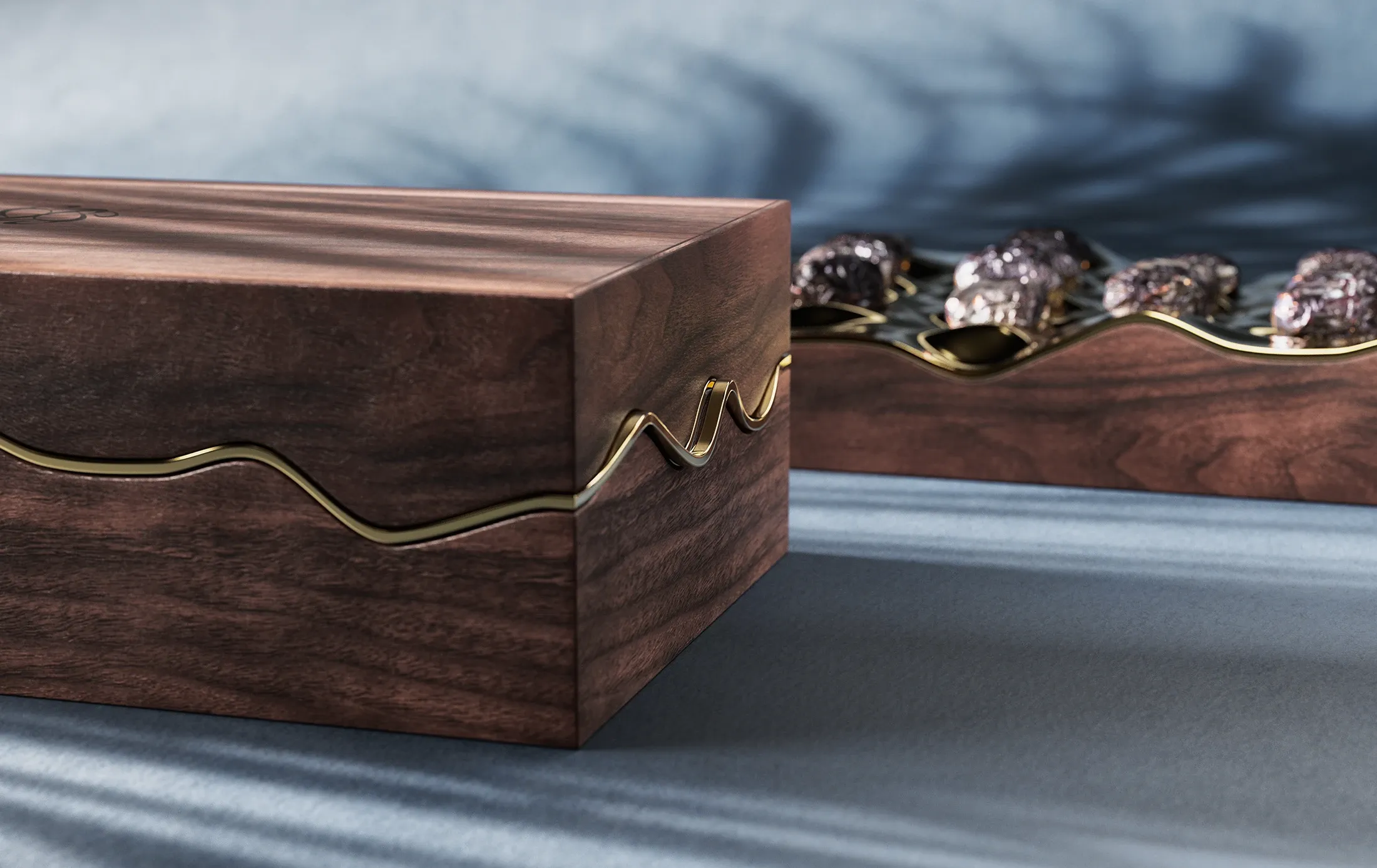 close up view of Dune's wooden box