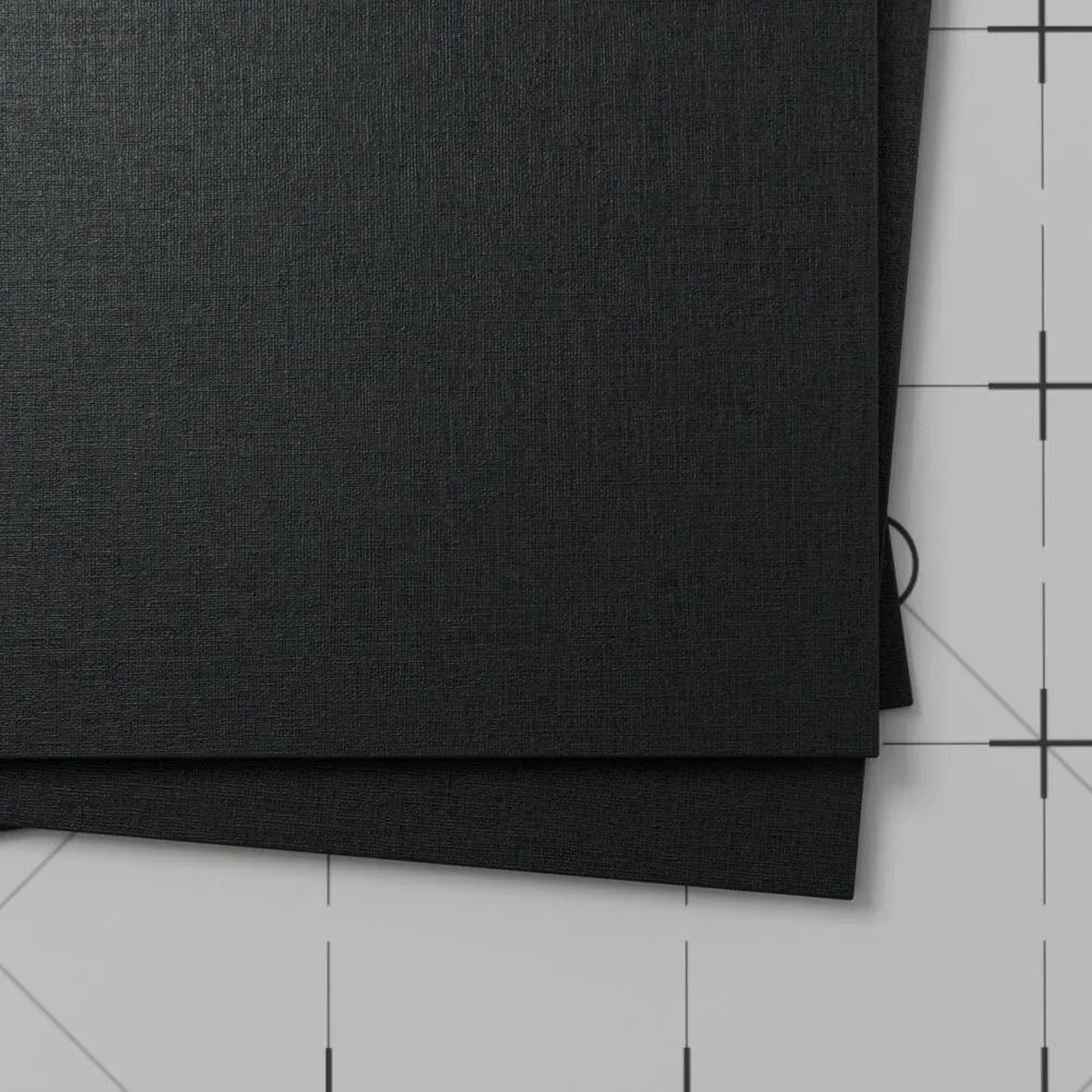 Close-up render of black linen paper