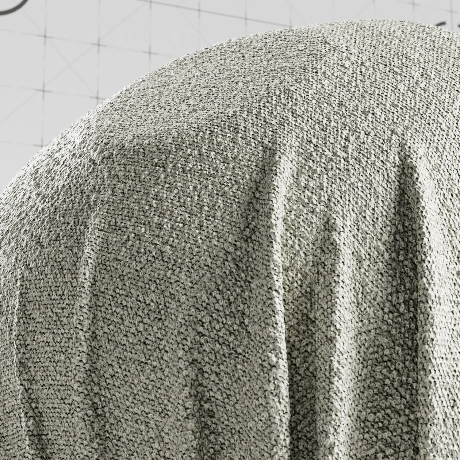 Close-up render of a boucle off white fabric