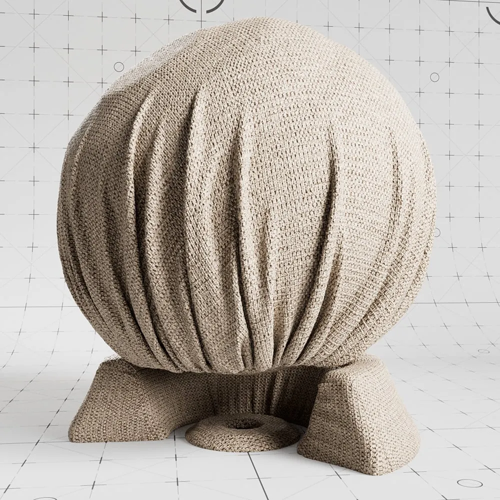 Close-up render of sand-colored chenille fabric