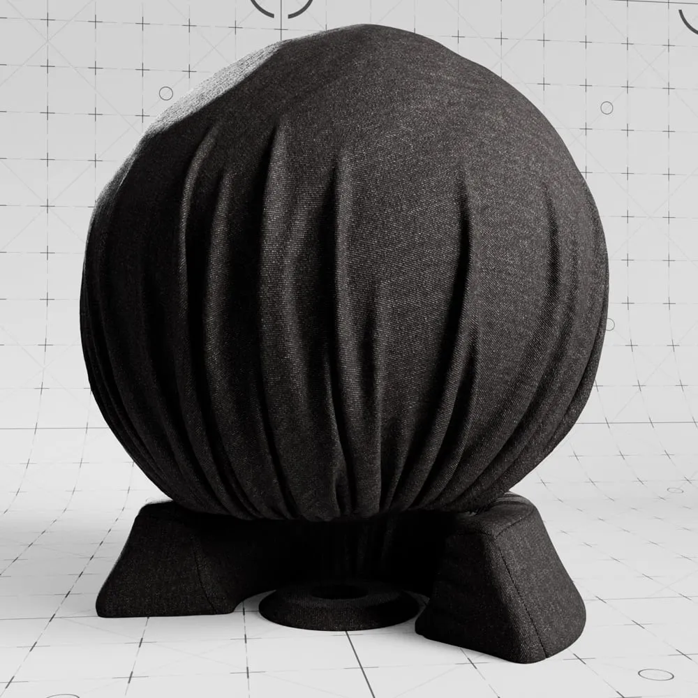 Close-up render of classic black denim