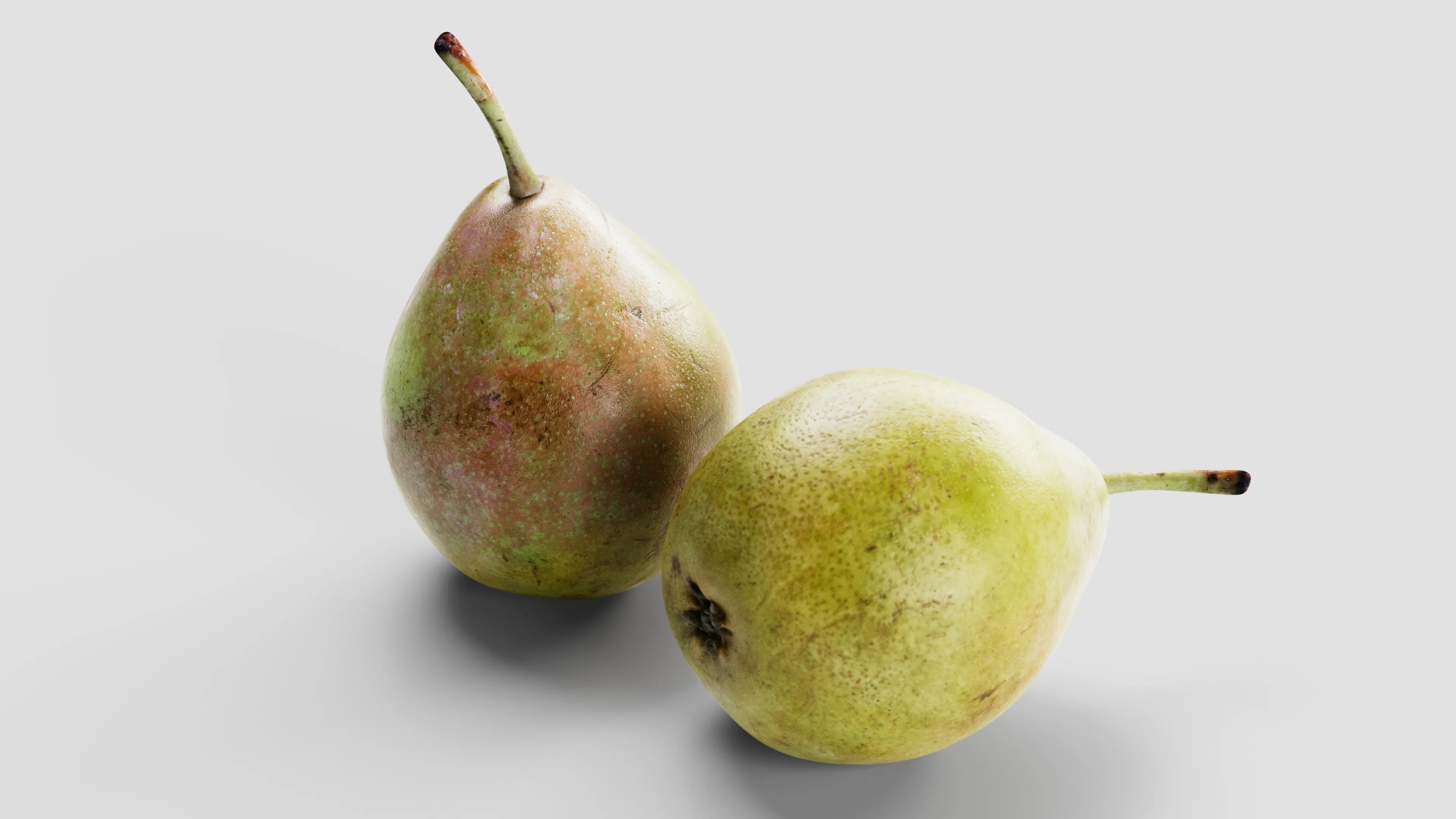 Two pears on white background