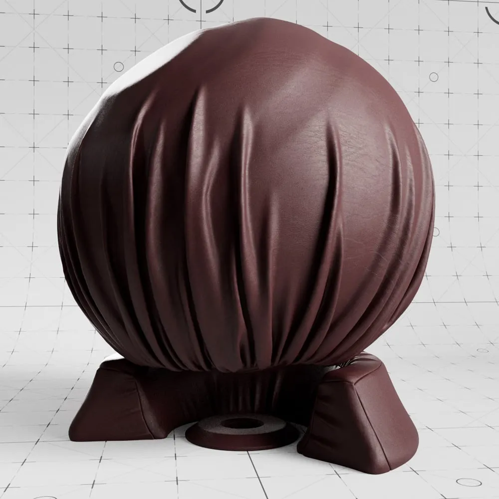 Close-up render of burgundy synthetic leather