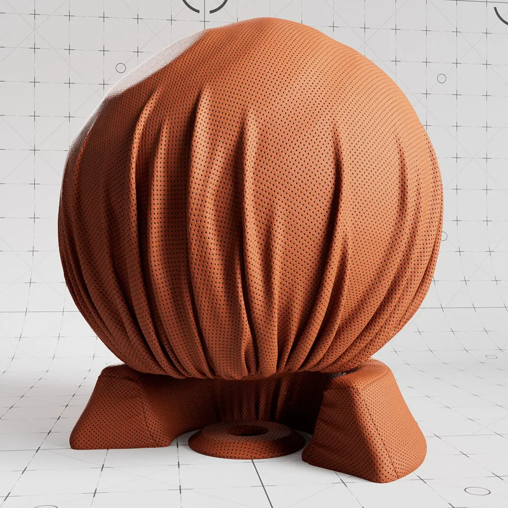 Close-up render of laser-cut synthetic leather
