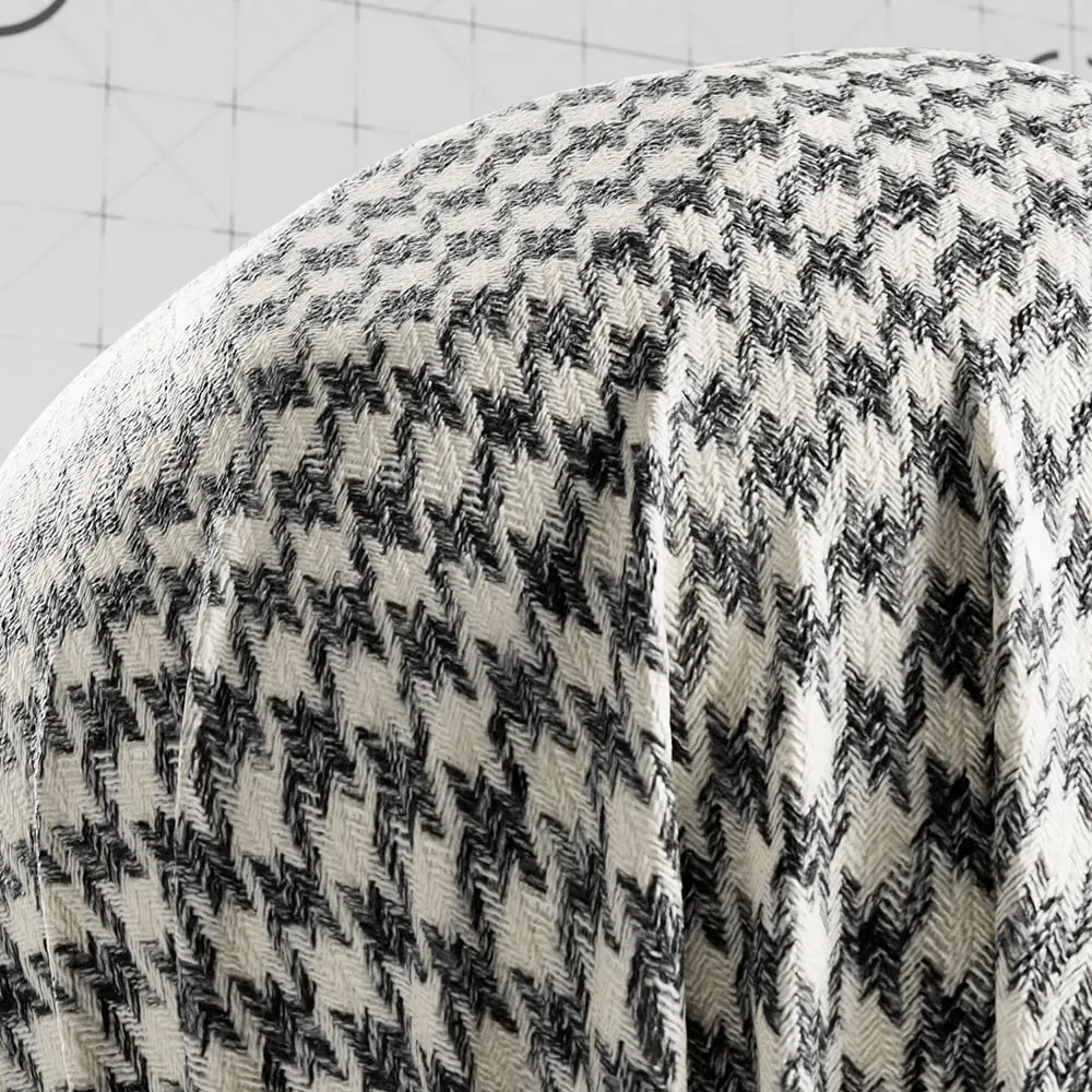 Close-up render of black houndstooth wool fabric
