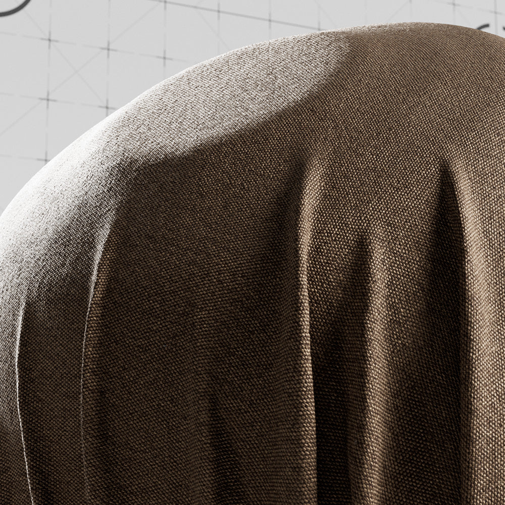 Close-up of Basketweave Coffee cloth material applied on shader ball