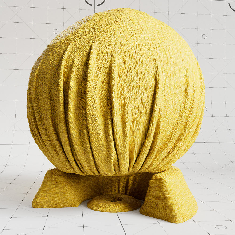 Chenille Panamera Mustard cloth material applied on shader ball