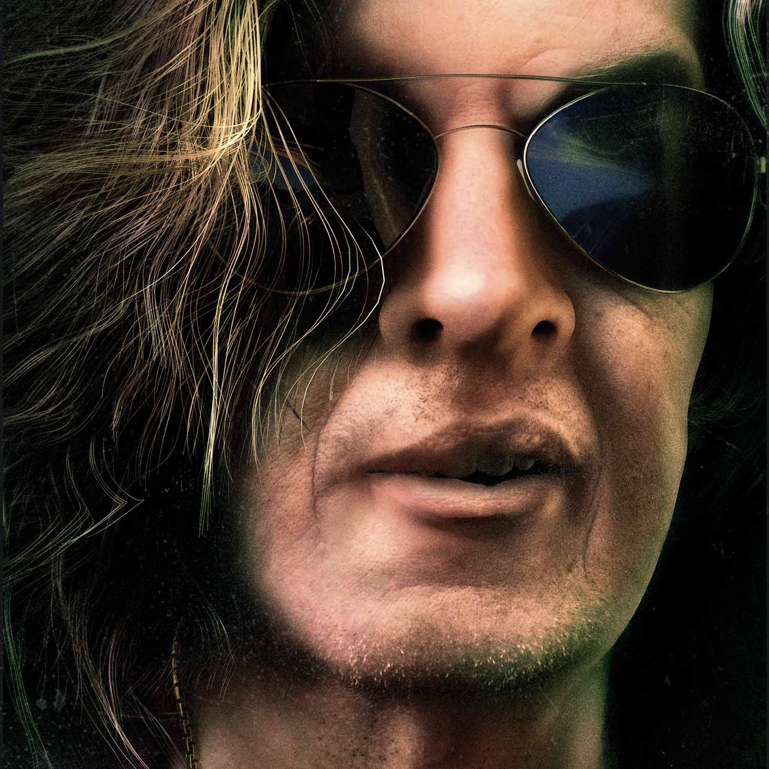 3D render. Close-up of a person wearing sunglasses